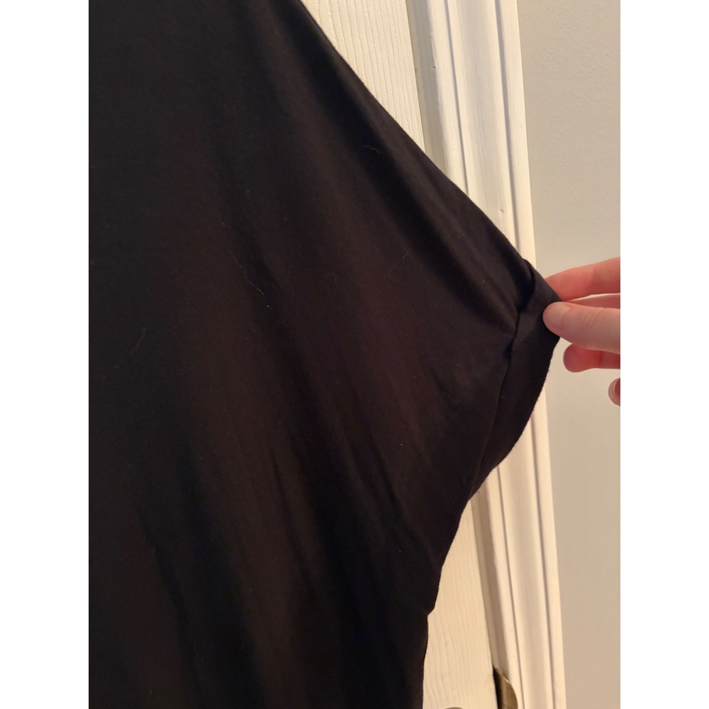 Wasabi + Mint Top Women Large Black V-Neck Front Tie Short Sleeve Dolman Tee - Picture 3 of 4